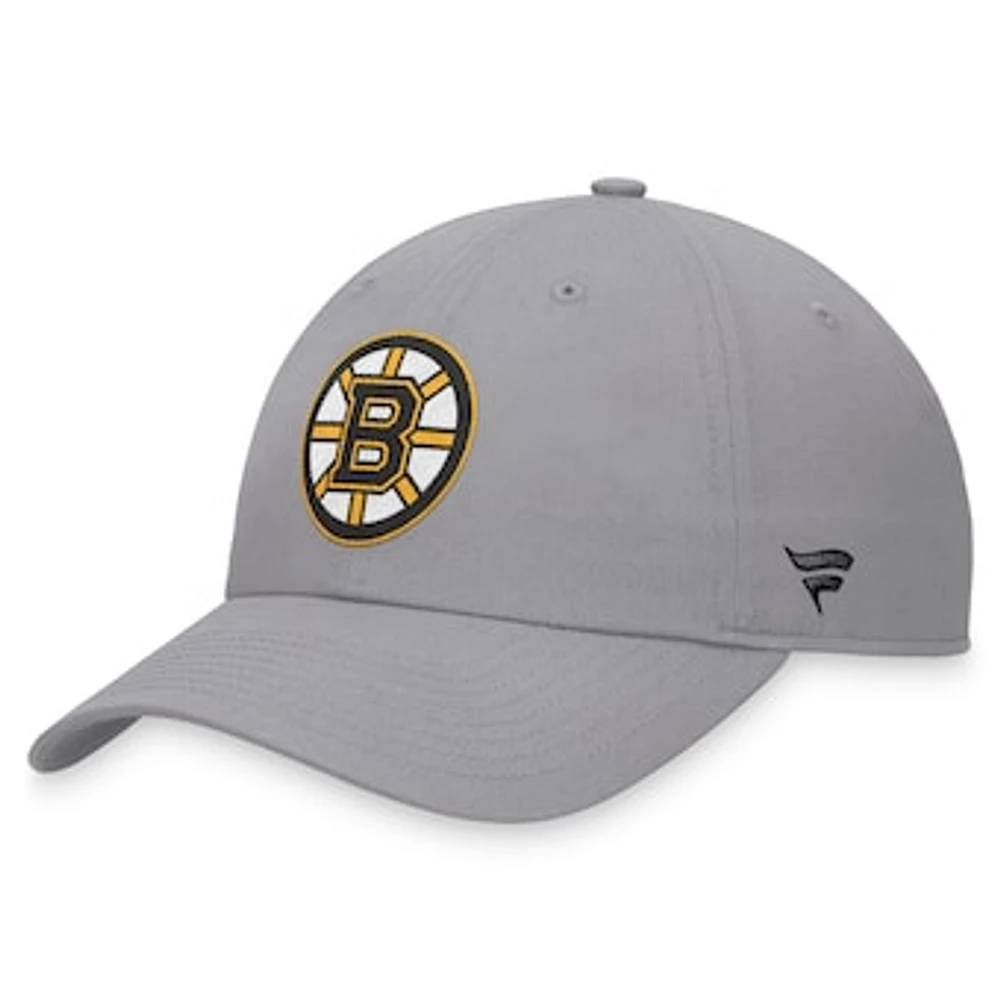 Men's Fanatics Gray Boston Bruins Extra Time Adjustable Hat