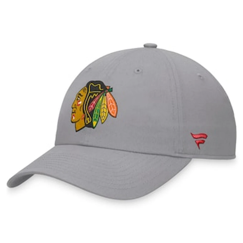 Men's Fanatics Gray Chicago Blackhawks Extra Time Adjustable Hat