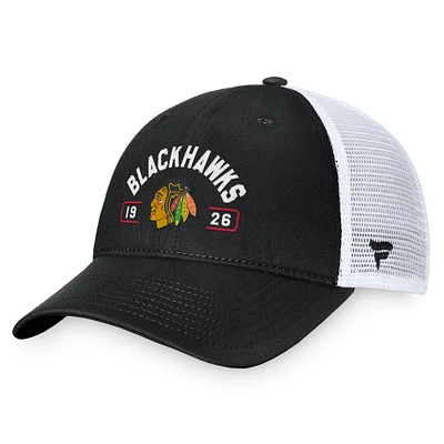 Men's Fanatics Black/White Chicago Blackhawks Free Kick Trucker Adjustable Hat