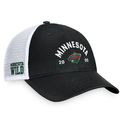 Men's Fanatics Black/White Minnesota Wild Free Kick Trucker Adjustable Hat