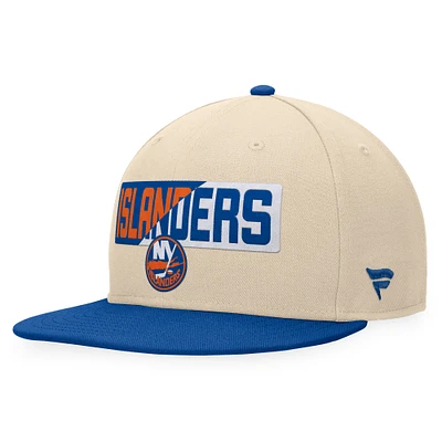 Men's Fanatics Cream/Royal New York Islanders Goalaso Snapback Hat