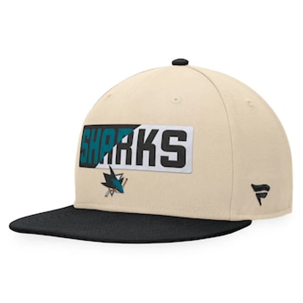 Men's Fanatics Cream/Black San Jose Sharks Goalaso Snapback Hat