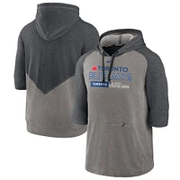 Men's Nike  Heather Gray Toronto Blue Jays 2023 Postseason Authentic Collection Flux Three-Quarter Sleeve Pullover Hoodie