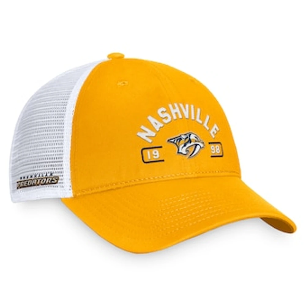 Men's Fanatics Gold/White Nashville Predators Free Kick Trucker Adjustable Hat