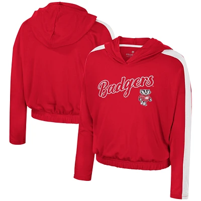 Girls Youth Colosseum Red Wisconsin Badgers Illumination Long Sleeve Hoodie T-Shirt