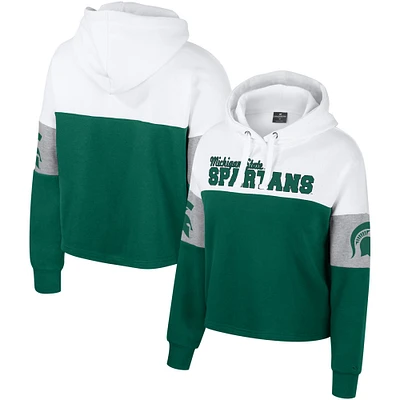 Women's Colosseum  Green Michigan State Spartans Nora Color-Block Pullover Hoodie