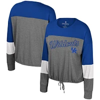 Women's Colosseum Gray Kentucky Wildcats Twinkle Lights Tie Front Long Sleeve T-Shirt