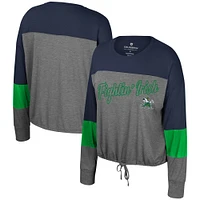 Women's Colosseum Gray Notre Dame Fighting Irish Twinkle Lights Tie Front Long Sleeve T-Shirt