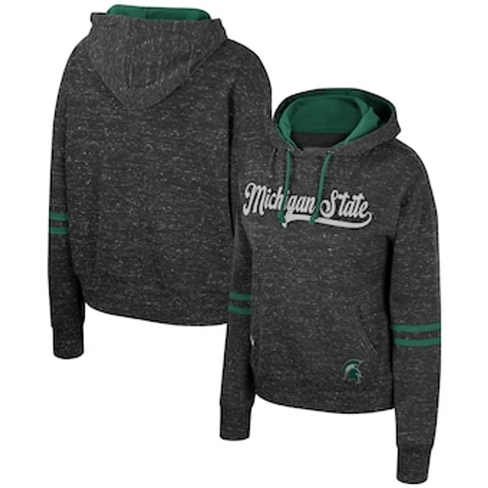 Women's Colosseum  Charcoal Michigan State Spartans Catherine Speckle Pullover Hoodie