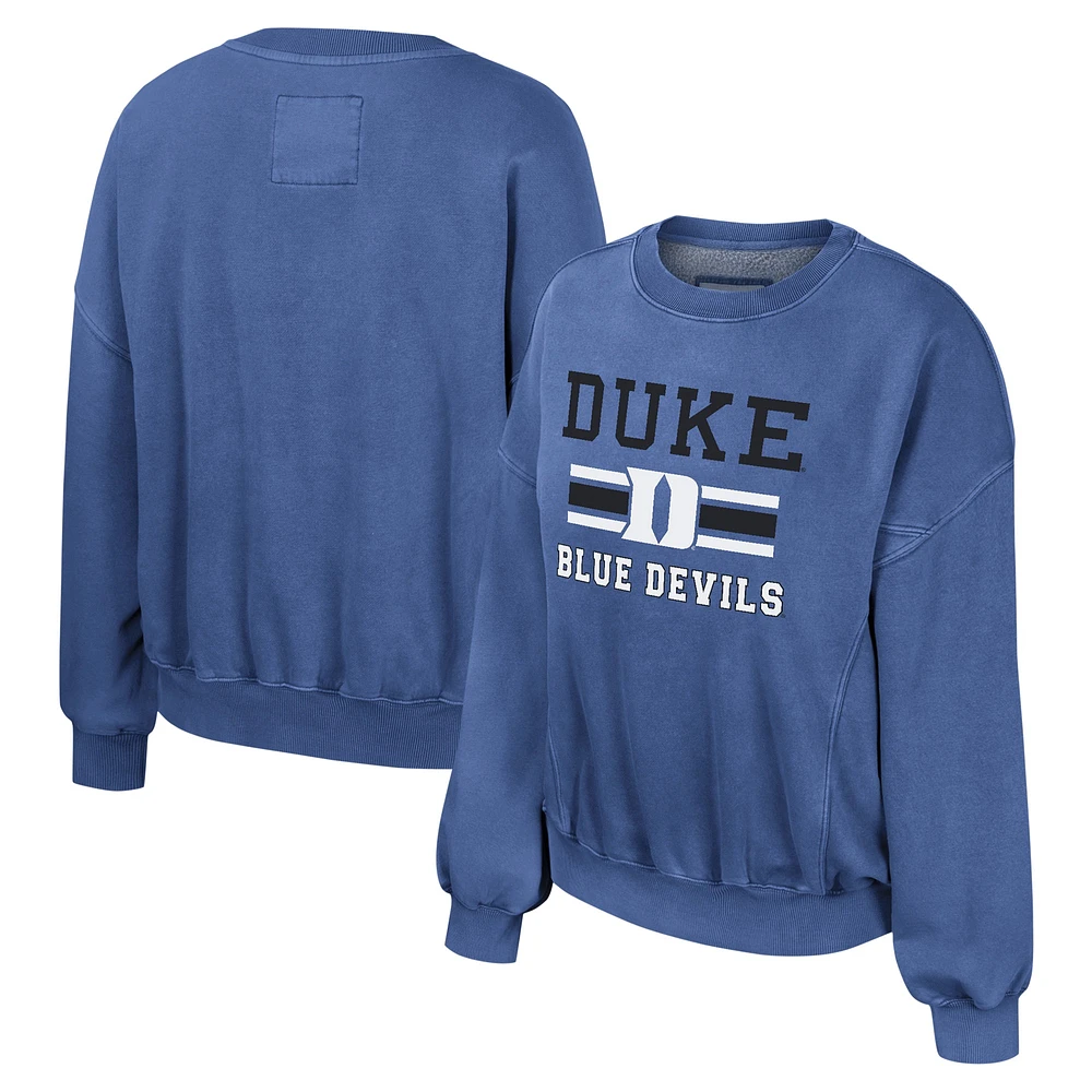 Women's Colosseum Royal Duke Blue Devils Audrey Washed Pullover Sweatshirt