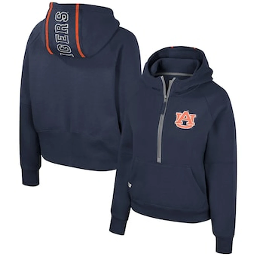 Women's Colosseum Navy Auburn Tigers Margo Raglan Half-Zip Hoodie