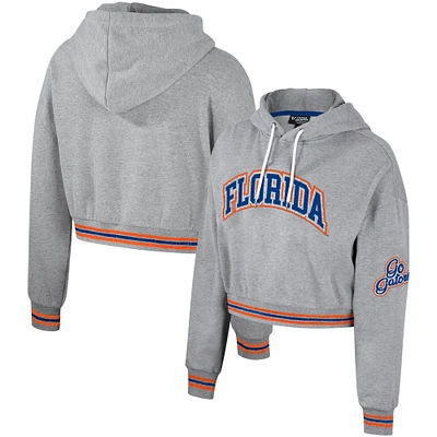 Women's The Wild Collective Heather Gray Florida Gators Cropped Shimmer Pullover Hoodie