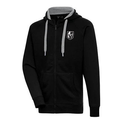 Men's Antigua  Black Vegas Golden Knights Metallic Logo Victory Full-Zip Hoodie
