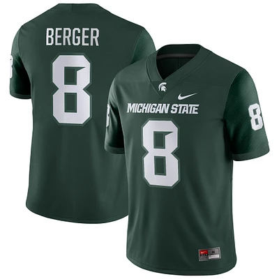 Men's Nike Jalen Berger Green Michigan State Spartans NIL Football Game Jersey