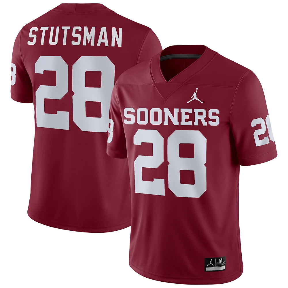 Men's Jordan Brand Danny Stutsman Crimson Oklahoma Sooners NIL Football Game Jersey