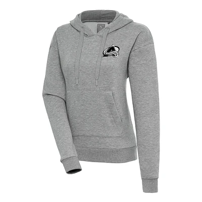 Women's Antigua  Heather Gray Colorado Avalanche Metallic Logo Victory Pullover Hoodie