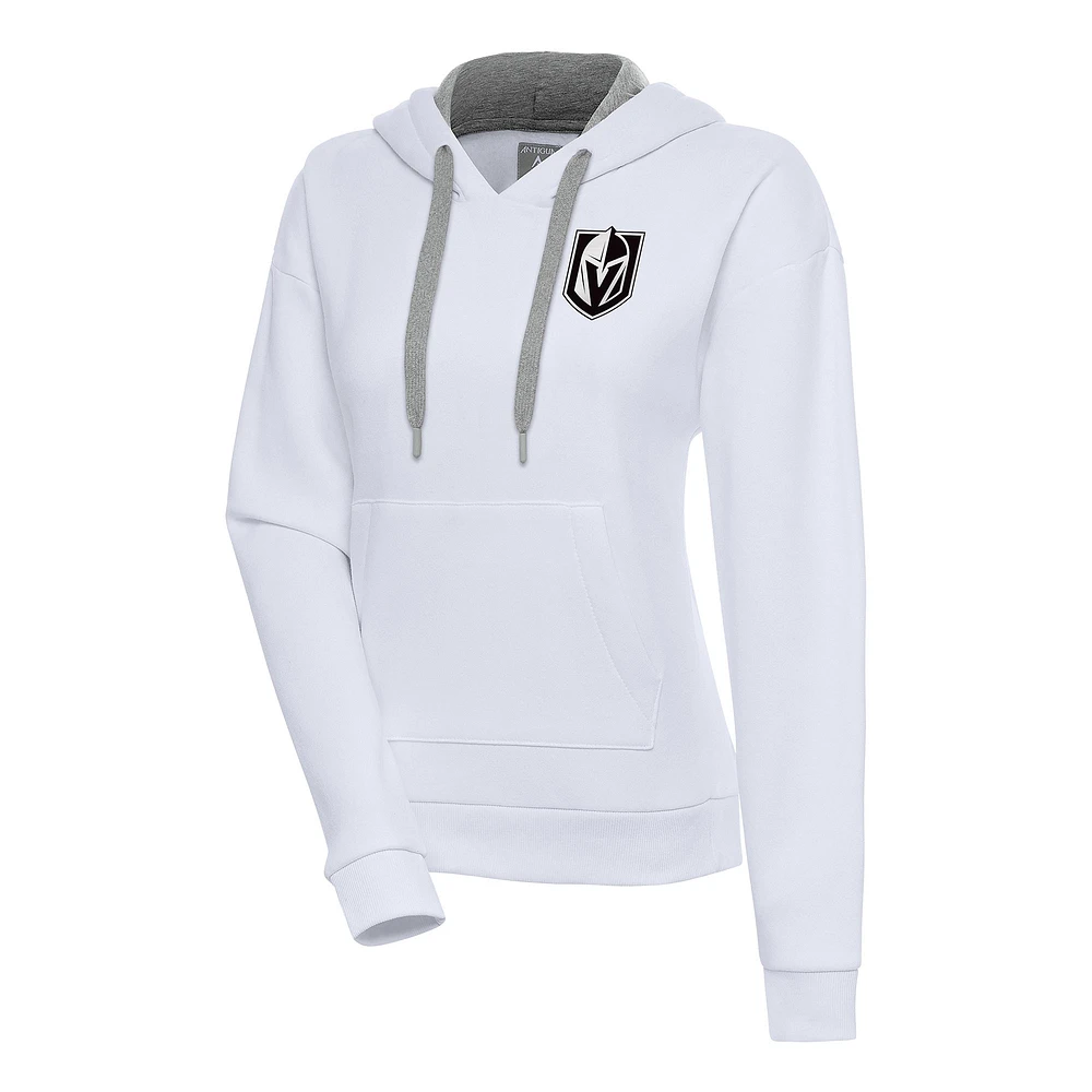 Women's Antigua Vegas Golden Knights Metallic Logo Victory Pullover Hoodie
