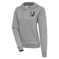 Women's Antigua  Heather Gray Vegas Golden Knights Metallic Logo Victory Pullover Hoodie