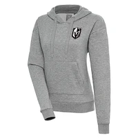 Women's Antigua  Heather Gray Vegas Golden Knights Metallic Logo Victory Pullover Hoodie