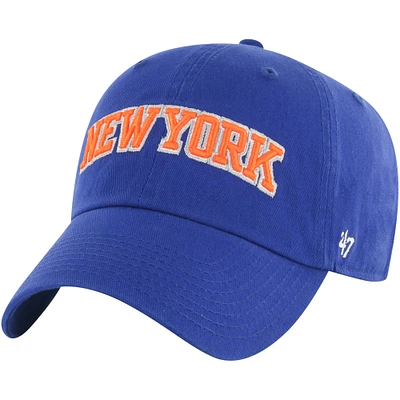 Men's '47 Blue New York Knicks Core Wordmark Clean Up Adjustable Hat