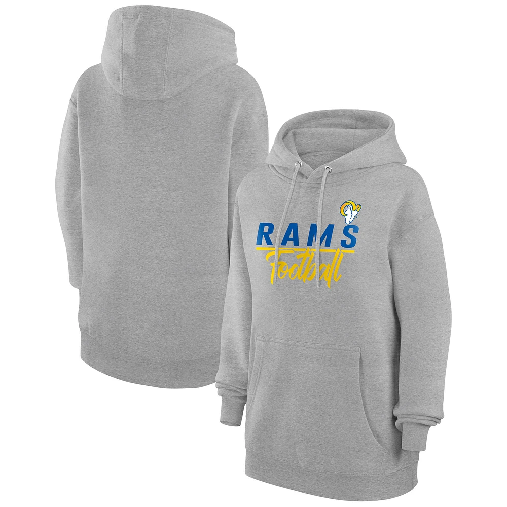 Women's G-III 4Her by Carl Banks Heather Gray Los Angeles Rams Graphic Fleece Pullover Hoodie
