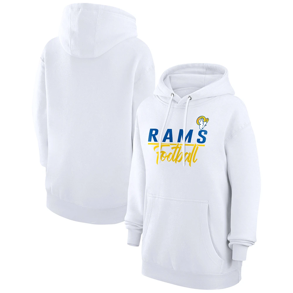 Women's G-III 4Her by Carl Banks White Los Angeles Rams Graphic Fleece Pullover Hoodie