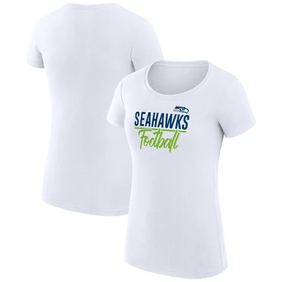 Women's G-III 4Her by Carl Banks  White Seattle Seahawks Team Graphic Fitted T-Shirt