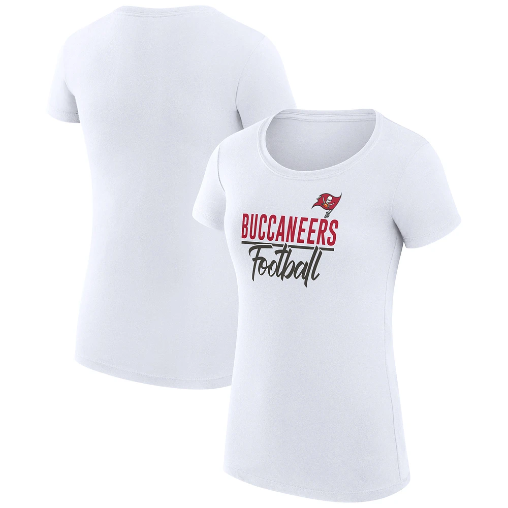 Women's G-III 4Her by Carl Banks White Tampa Bay Buccaneers Team Graphic Fitted T-Shirt