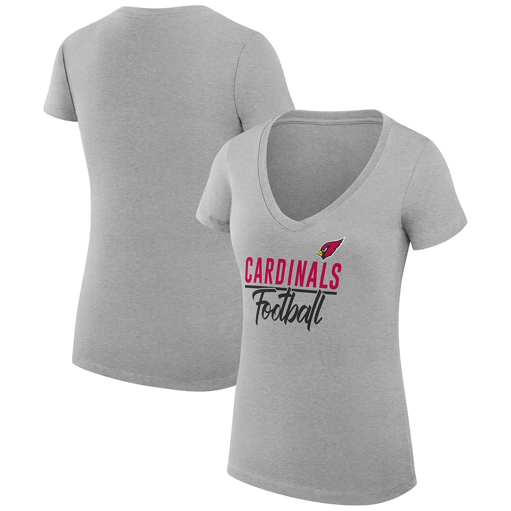 Women's G-III 4Her by Carl Banks Heather Gray Arizona Cardinals V-Neck Fitted T-Shirt