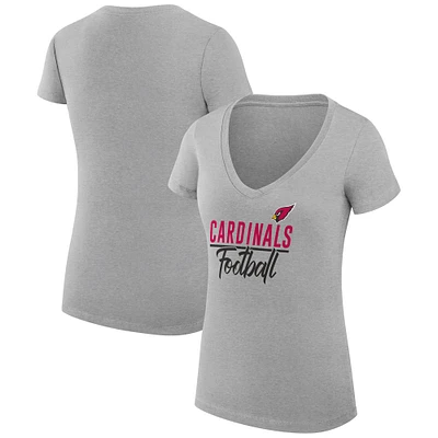 Women's G-III 4Her by Carl Banks  Heather Gray Arizona Cardinals V-Neck Fitted T-Shirt