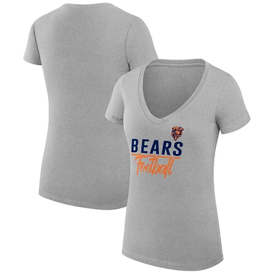Women's G-III 4Her by Carl Banks  Heather Gray Chicago Bears V-Neck Fitted T-Shirt