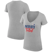Women's G-III 4Her by Carl Banks  Heather Gray New England Patriots V-Neck Fitted T-Shirt