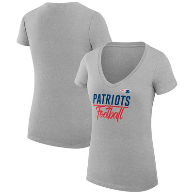 Women's G-III 4Her by Carl Banks  Heather Gray New England Patriots V-Neck Fitted T-Shirt