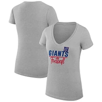 Women's G-III 4Her by Carl Banks  Heather Gray New York Giants V-Neck Fitted T-Shirt