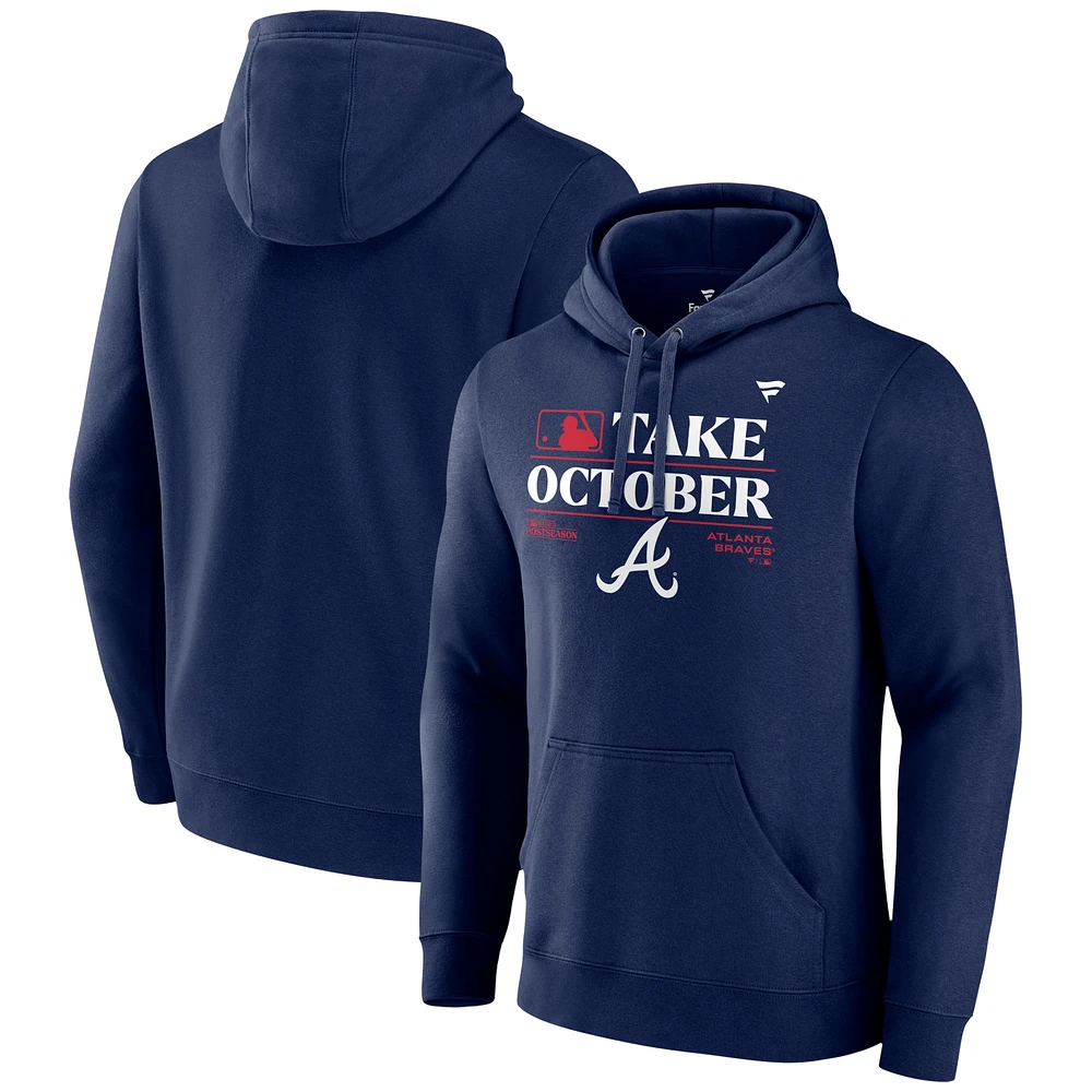 Men's Fanatics Navy Atlanta Braves 2023 Postseason Locker Room Pullover Hoodie