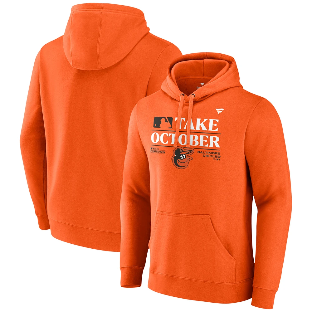 Men's Fanatics  Orange Baltimore Orioles 2023 Postseason Locker Room Pullover Hoodie