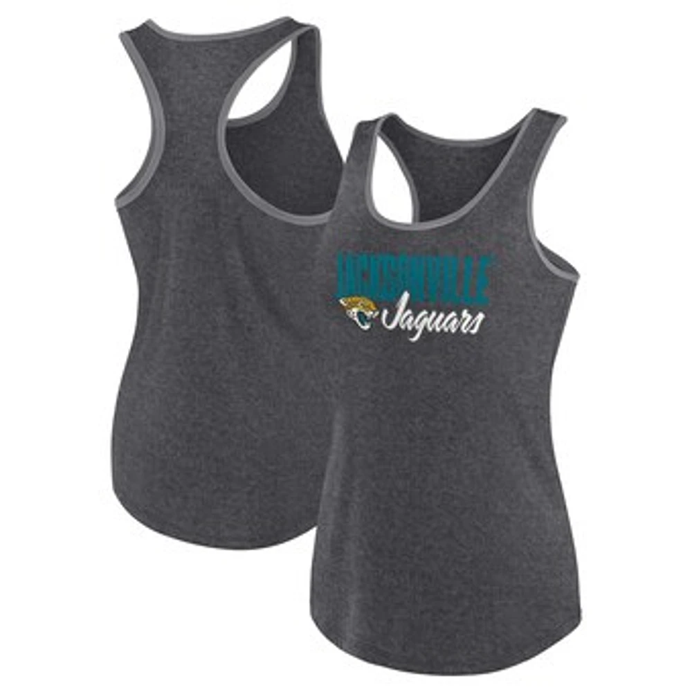 Women's  Fanatics Heather Charcoal Jacksonville Jaguars Fuel Racerback Tank Top