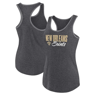 Women's  Fanatics Heather Charcoal New Orleans Saints Fuel Racerback Tank Top