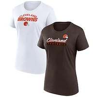 Women's Fanatics  Brown/White Cleveland Browns Risk Two-Pack T-Shirt Set