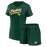 Women's Fanatics Green Bay Packers Start to Finish T-Shirt & Shorts Combo Pack