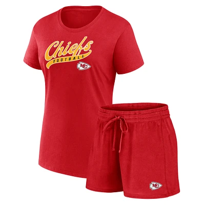 Women's Fanatics Red Kansas City Chiefs Start to Finish T-Shirt & Shorts Combo Pack