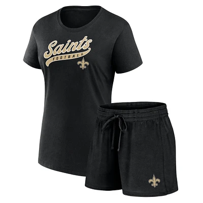 Women's Fanatics Black New Orleans Saints Start to Finish T-Shirt & Shorts Combo Pack