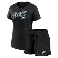 Women's Fanatics Black Philadelphia Eagles Start to Finish T-Shirt & Shorts Combo Pack