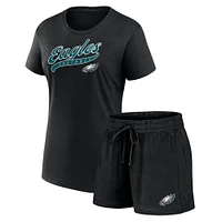 Women's Fanatics Black Philadelphia Eagles Start to Finish T-Shirt & Shorts Combo Pack