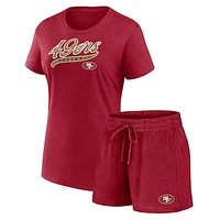 Women's Fanatics Scarlet San Francisco 49ers Start to Finish T-Shirt & Shorts Combo Pack