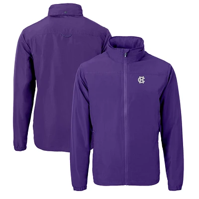 Men's Cutter & Buck Purple Holy Cross Crusaders Charter Eco Recycled Full-Zip Jacket