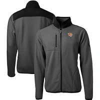 Men's Cutter & Buck  Gray/Black Bethune-Cookman Wildcats Cascade Eco Sherpa Fleece Full-Zip Jacket