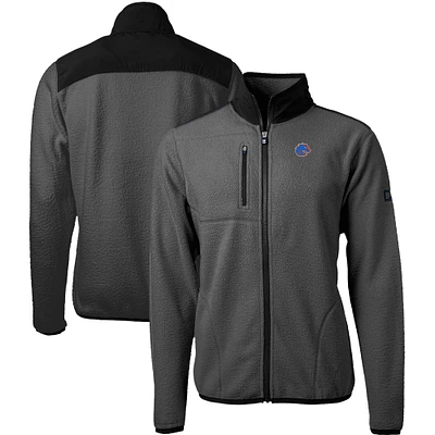 Men's Cutter & Buck  Gray/Black Boise State Broncos Cascade Eco Sherpa Fleece Full-Zip Jacket