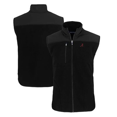 Men's Cutter & Buck  Black Alabama Crimson Tide Cascade Eco Sherpa Fleece Full-Zip Vest