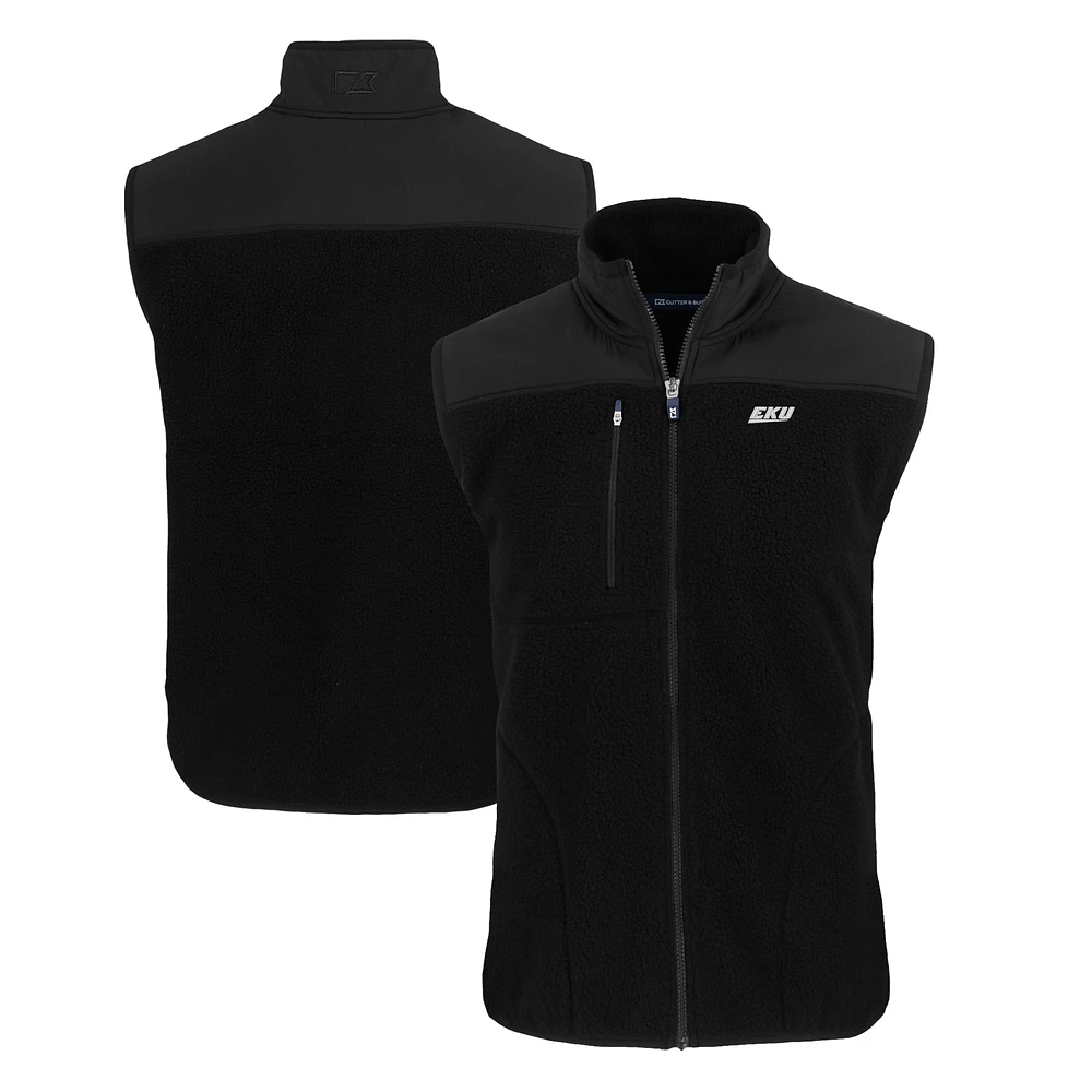 Men's Cutter & Buck Black Eastern Kentucky Colonels Cascade Eco Sherpa Fleece Full-Zip Vest